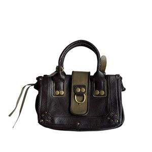 Elegant Brown and Khaki Leather Satchel